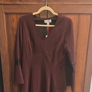 Elle Black and Red V-Neck Dress